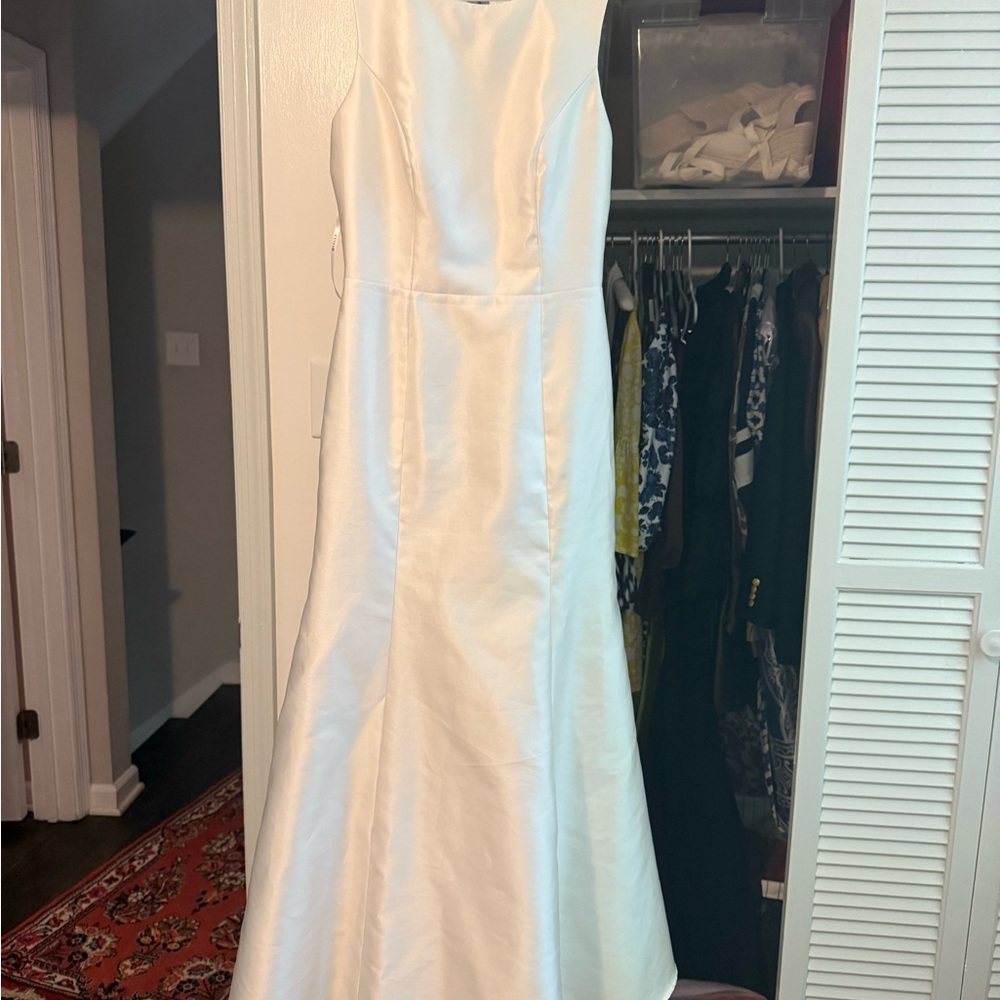 Dessy Collection Bella Bridesmaids Ivory Maxi Dress High Neck BB106 - Picture 2 of 6